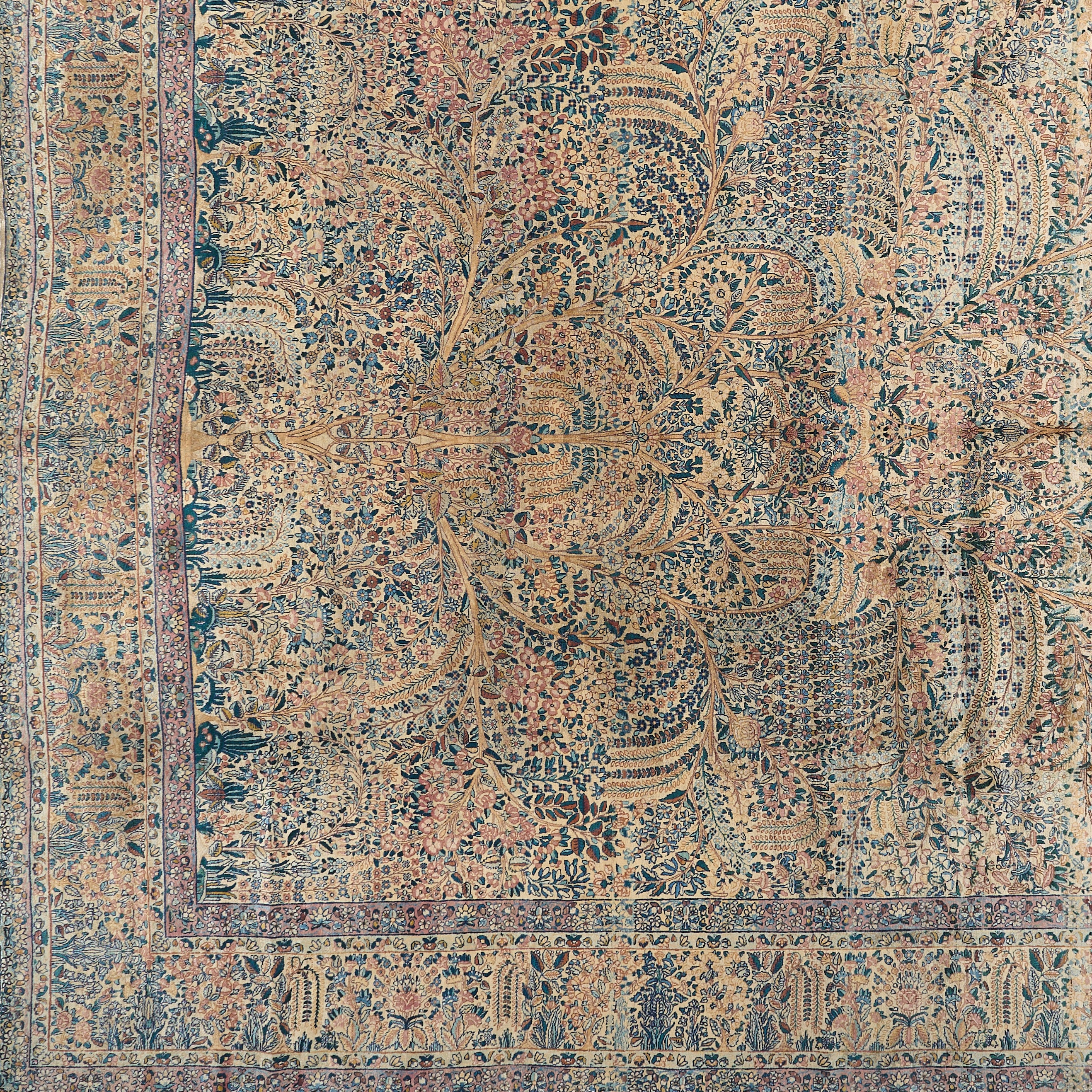 90017 Antique Persian laver kerman Rug Circa 1900