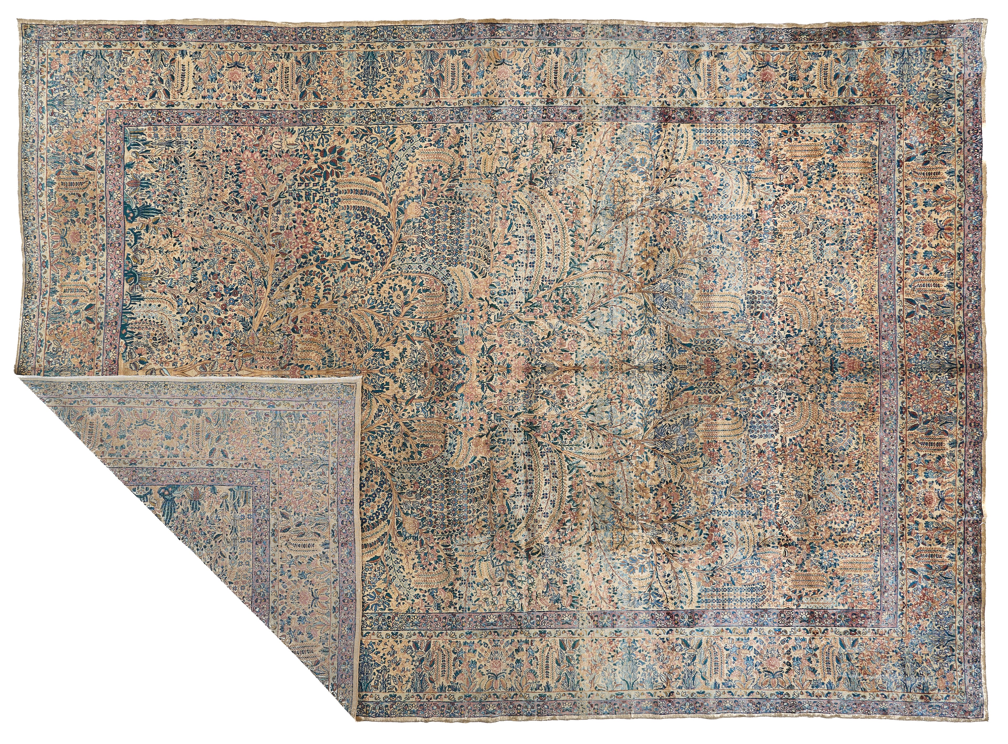 90017 Antique Persian laver kerman Rug Circa 1900