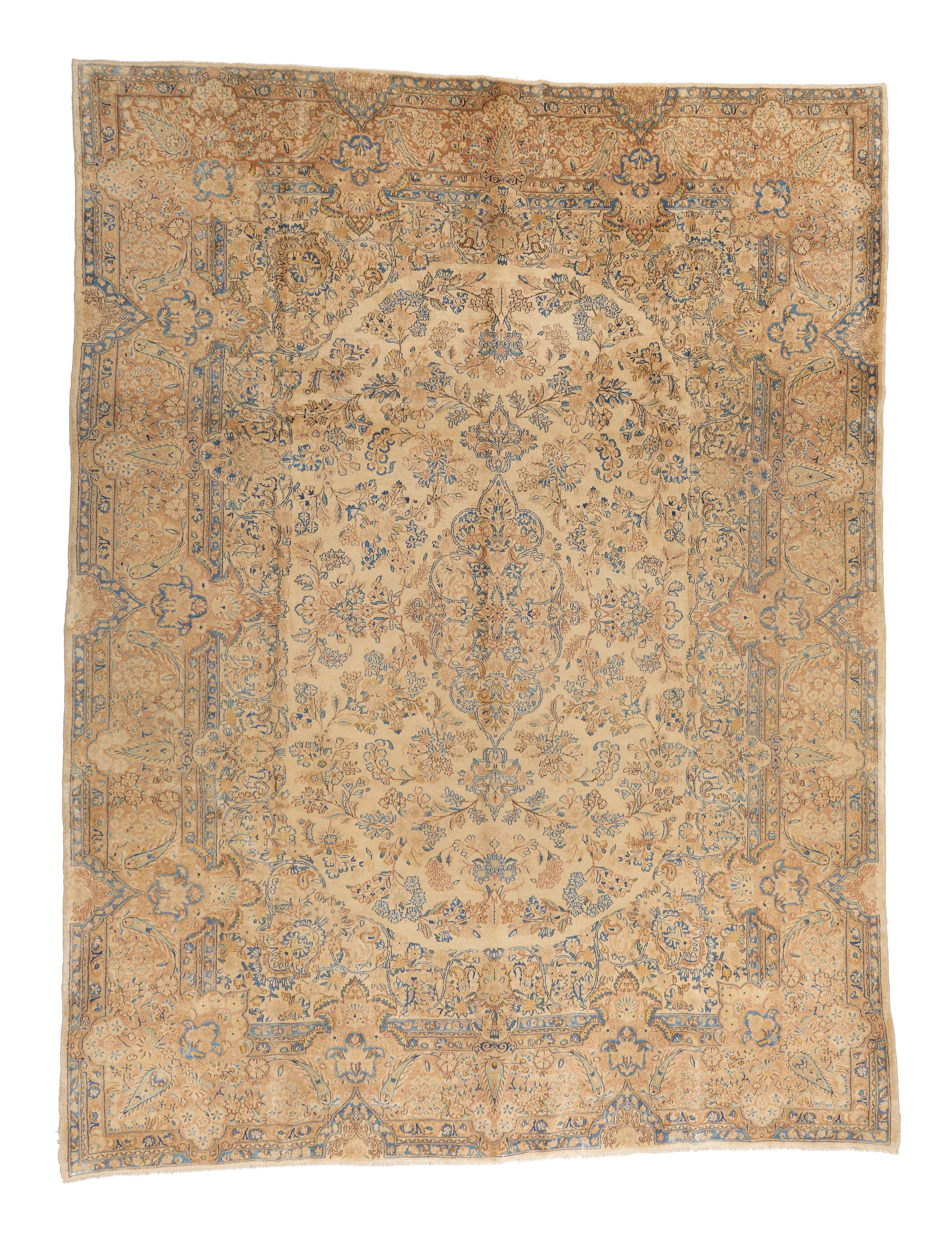 90133 Semi-Antiqie Persian Laver Kirman C 1940