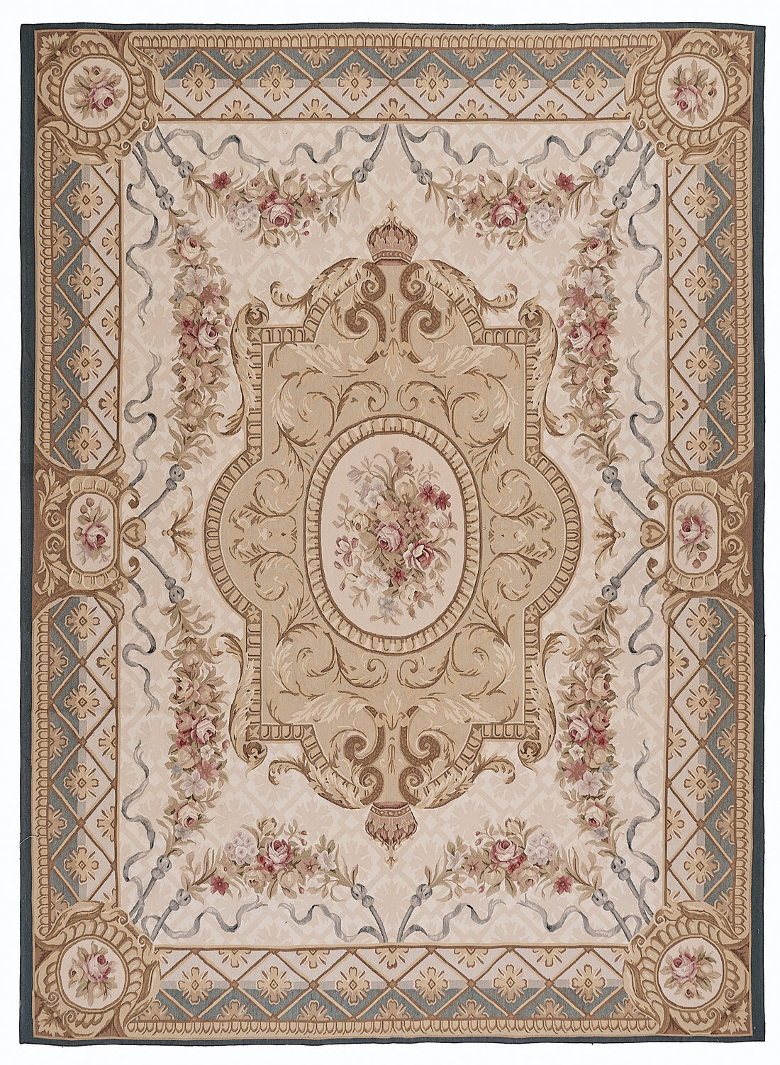 Antique 19th C Design Aubusson Rug 431