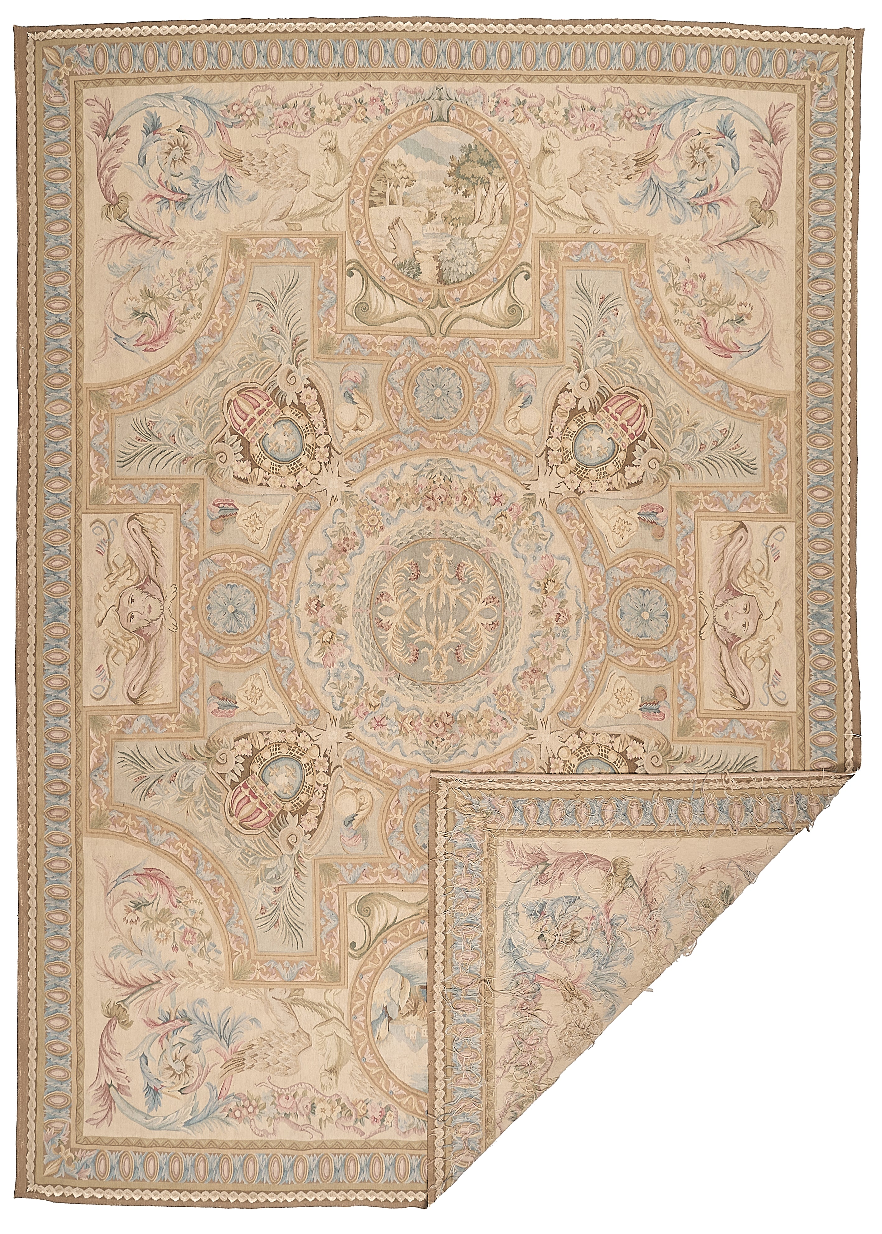 Antique 19th C Design Aubusson Rug 457