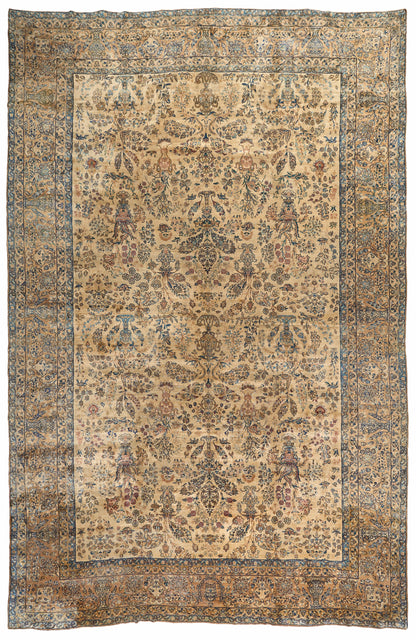 90014 Antique Persian Laver kirman Circa 1900