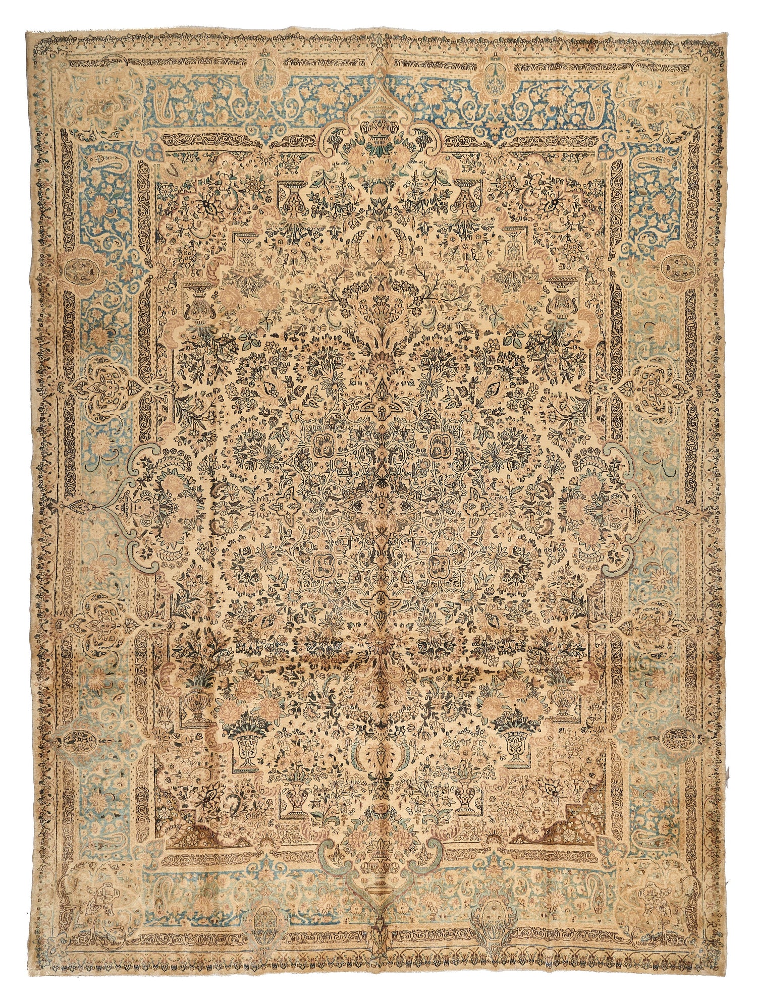 90047 Semi Antique Persian Laver Kirman Circa 1960