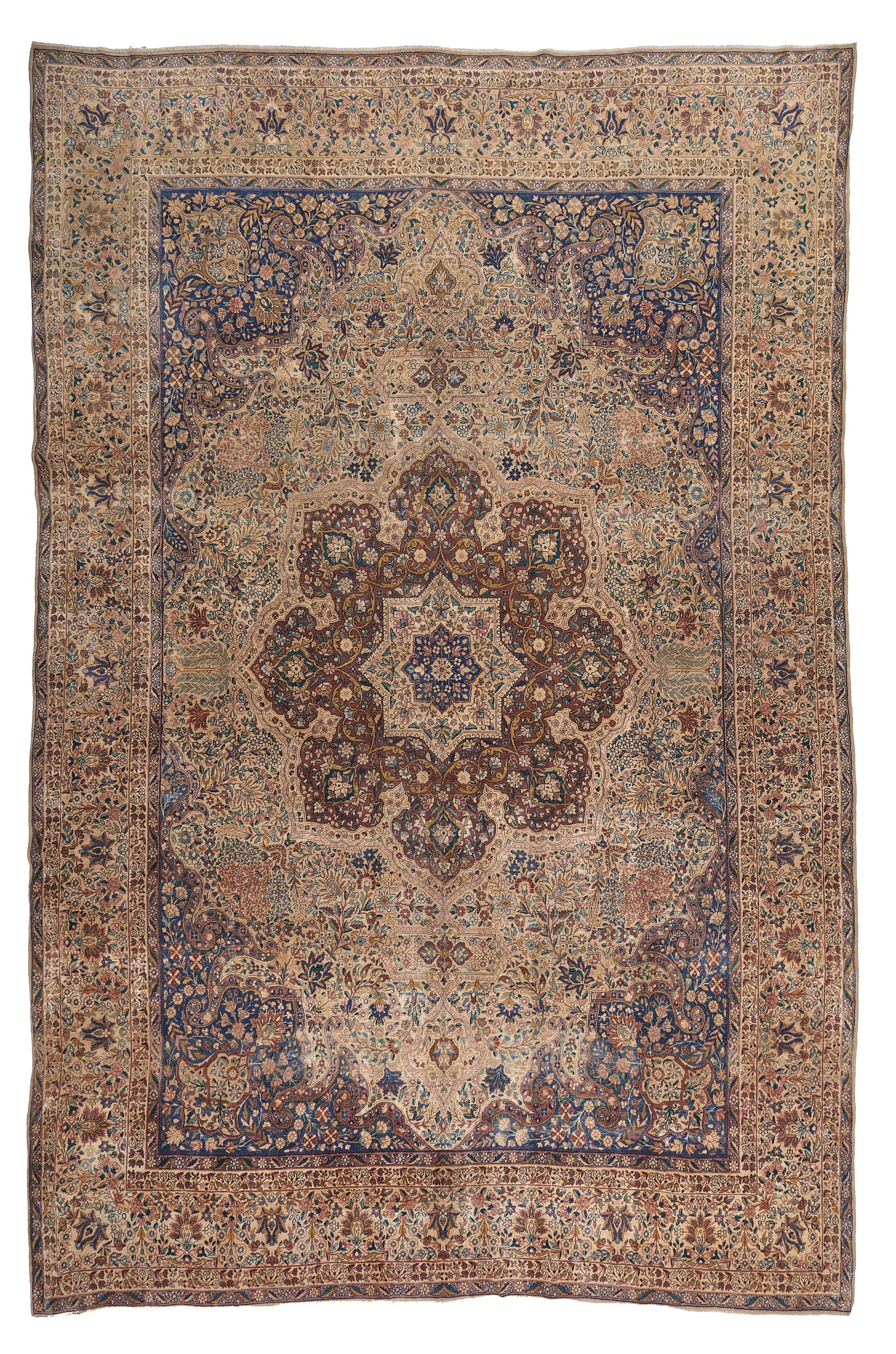 90062 Semi Antique Persian Laver Kirman Circa 1920