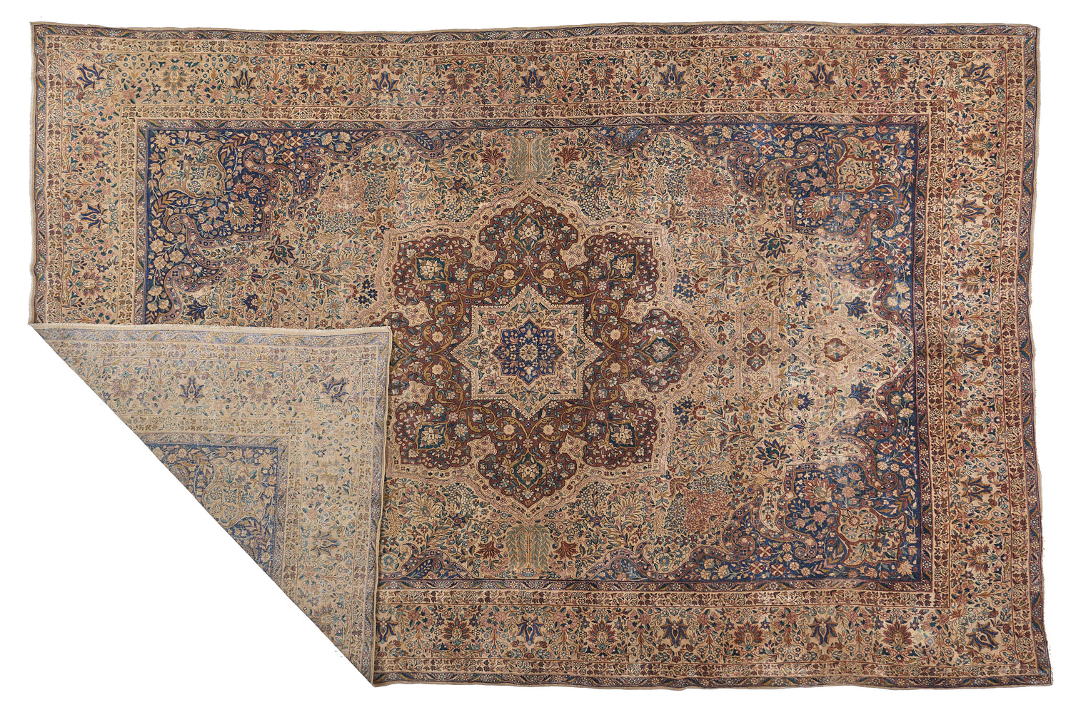 90062 Semi Antique Persian Laver Kirman Circa 1920