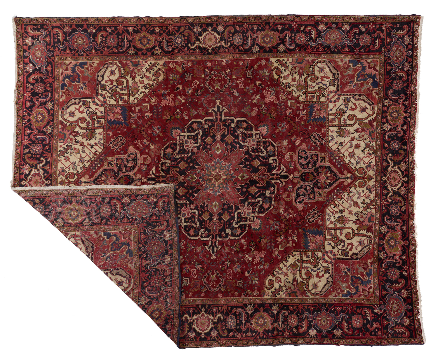 90081 Semi-Antiqie Persian Heriz circa 1960